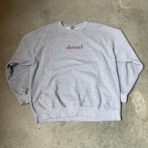 Grey Crewneck with "No decaf" Logo